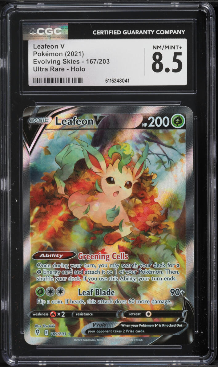 2021 Pokemon Sword & Shield Evolving Skies Alt Art Leafeon V #167 CGC 8.5 NM-MT+