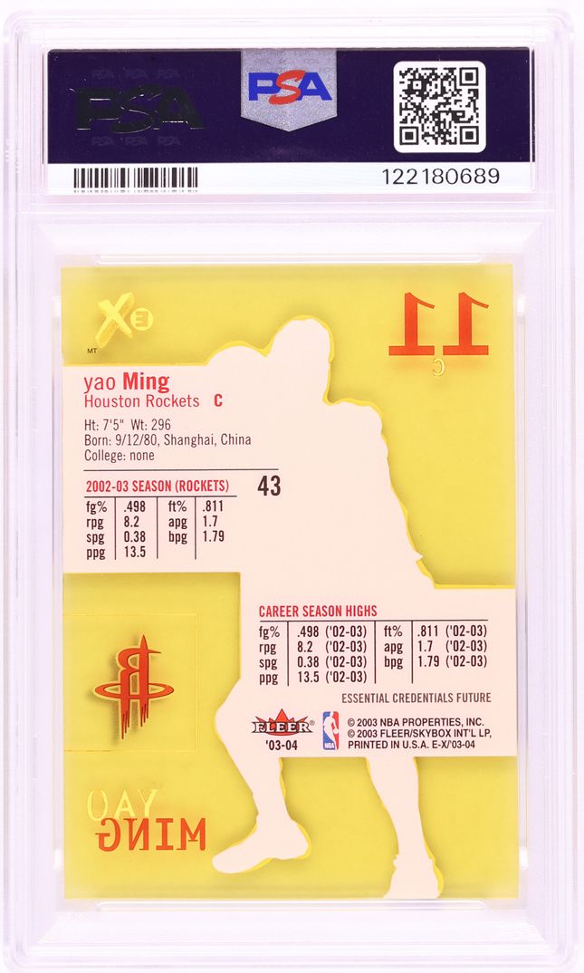 2003 Fleer E-X Essential Credentials Future Yao Ming /60 #43 PSA 7 NRMT