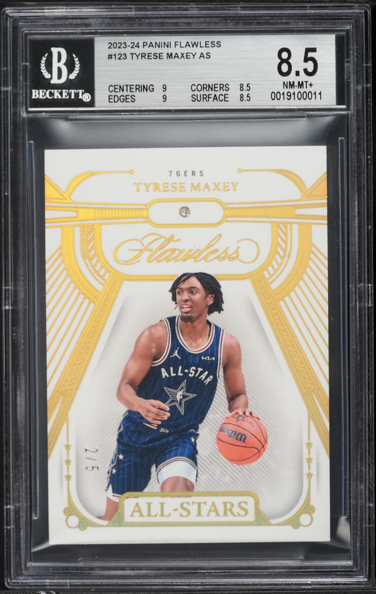 2023 Panini Flawless All-Stars Diamond Gems Tyrese Maxey /5 #123 BGS 8.5 NM-MT+