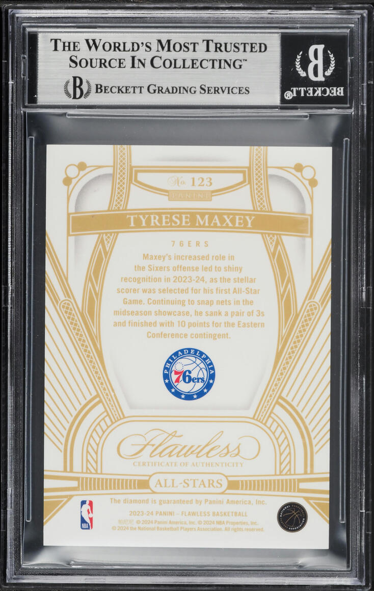 2023 Panini Flawless All-Stars Diamond Gems Tyrese Maxey /5 #123 BGS 8.5 NM-MT+