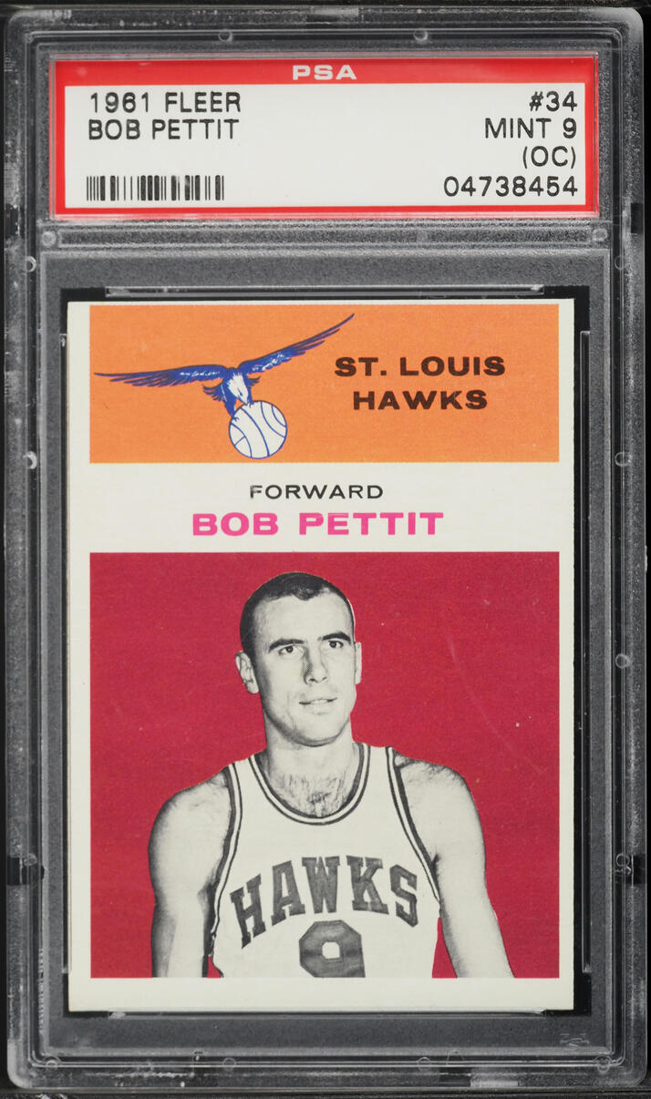 1961 Fleer Basketball Bob Pettit #34 PSA 9(oc) MINT
