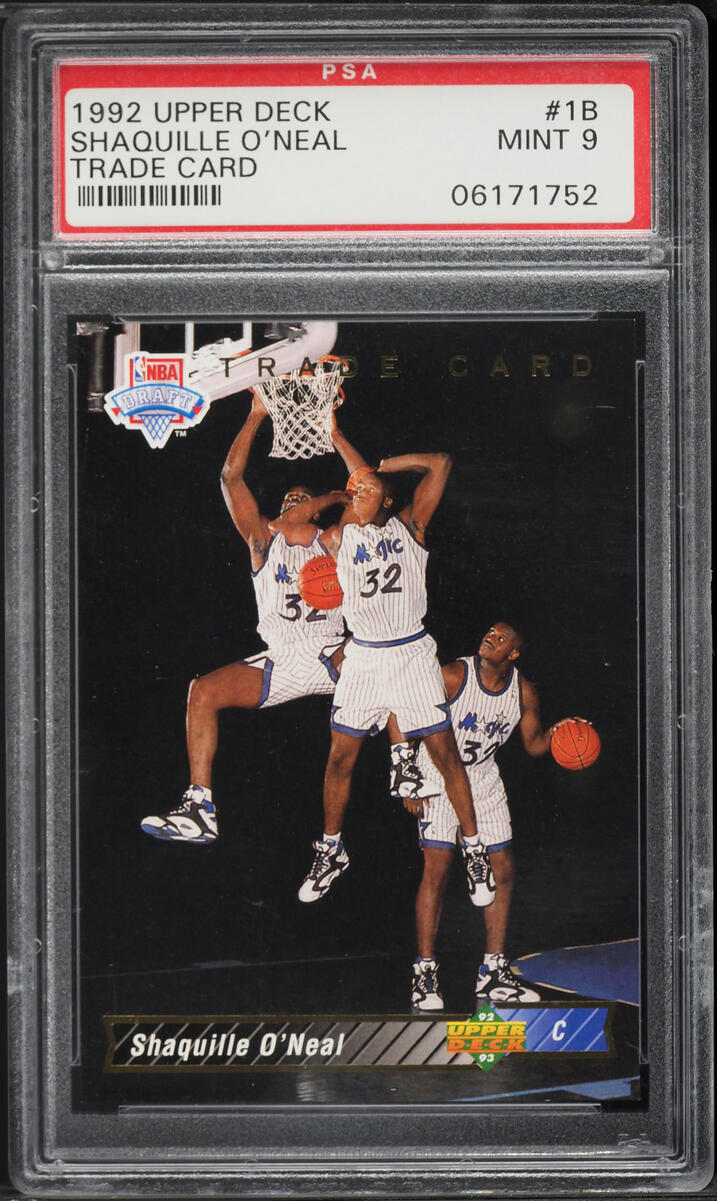 1992 Upper Deck Trade Card Shaquille O'Neal ROOKIE #1B PSA 9 MINT