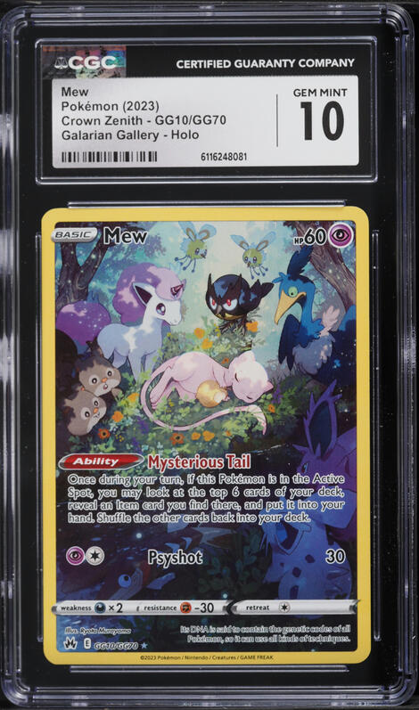 2023 Pokemon Sword & Shield Crown Zenith Full Art Mew #GG10 CGC 10