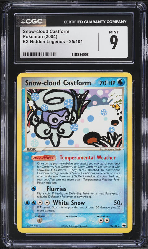 2004 Pokemon EX Hidden Legends Snow-Cloud Castform #25 CGC 9 MINT