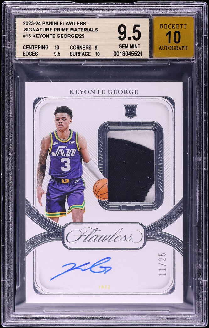 2023 Panini Flawless Prime Materials Keyonte George ROOKIE PATCH AUTO /25 #SPA-KEY BGS 9.5 GEM