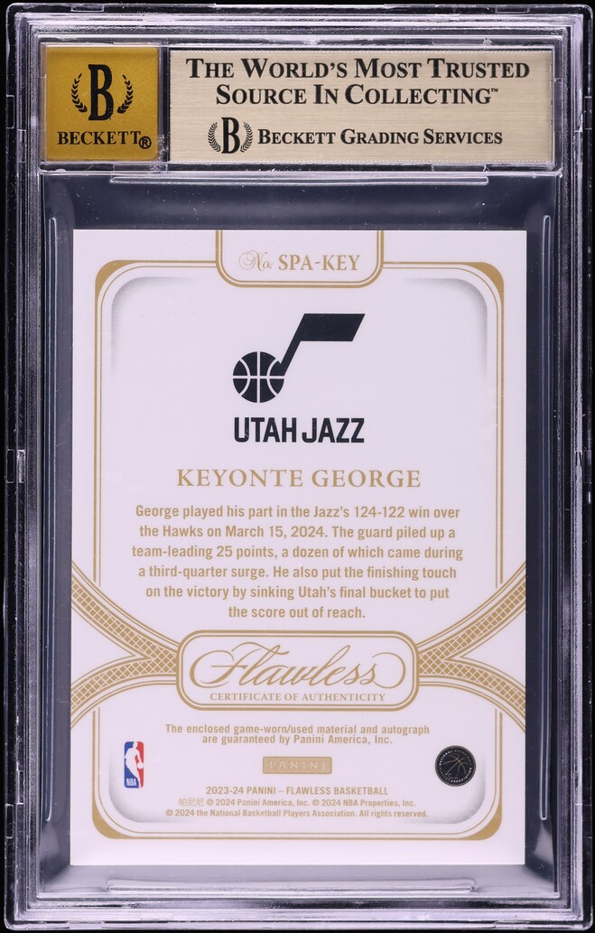 2023 Panini Flawless Prime Materials Keyonte George ROOKIE PATCH AUTO /25 #SPA-KEY BGS 9.5 GEM