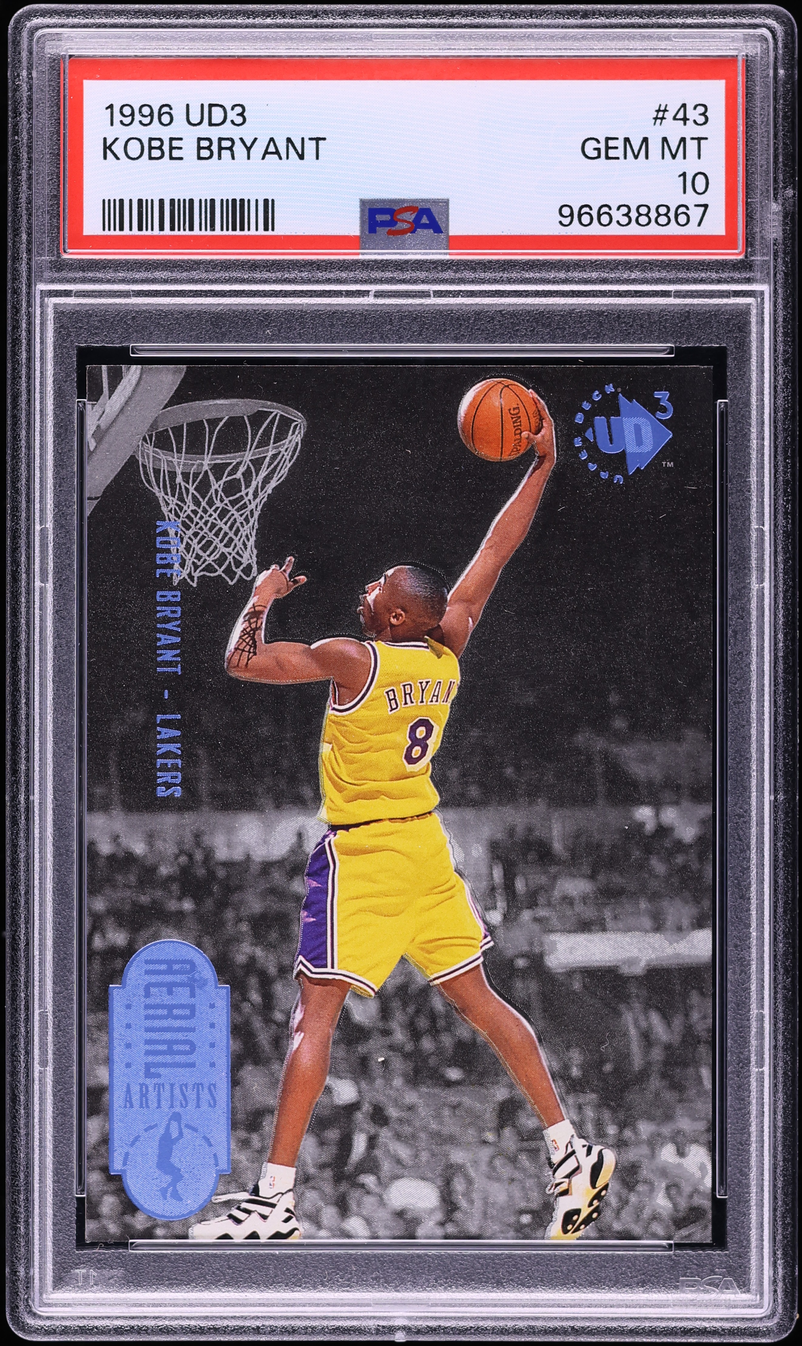 1996 UD3 Basketball Kobe Bryant ROOKIE #43 PSA 10 GEM MINT on