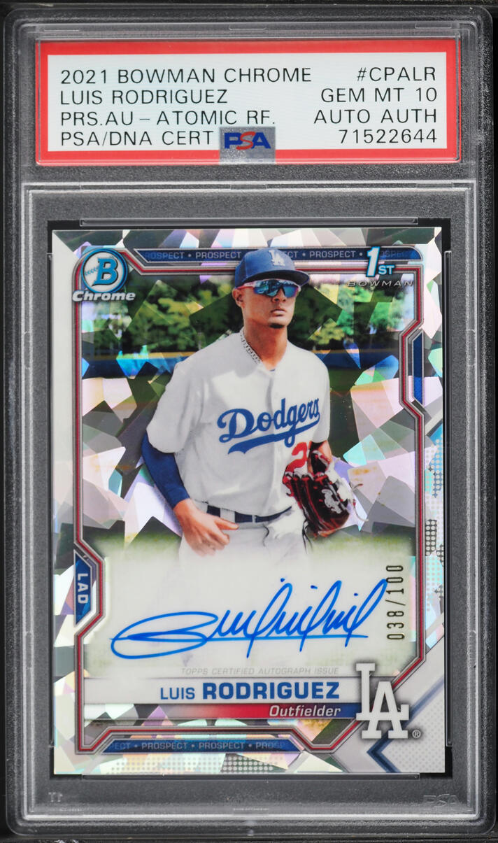 2021 Bowman Chrome Atomic Refractor Luis Rodriguez PROSPECT AUTO /100 #CPALR PSA/DNA 10