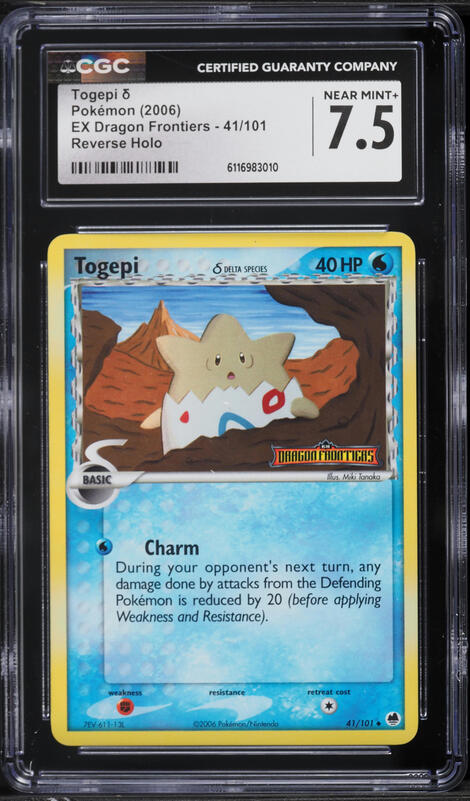 2006 Pokemon EX Dragon Frontiers Reverse Holo Togepi #41 CGC 7.5 NRMT+