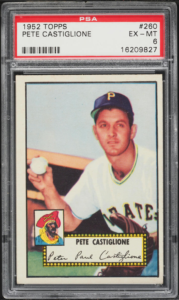 1952 Topps Pete Castiglione #260 PSA 6 EXMT