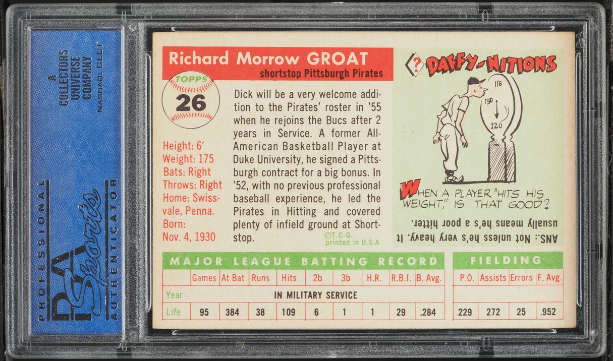 1955 Topps Dick Groat #26 PSA 6 EXMT