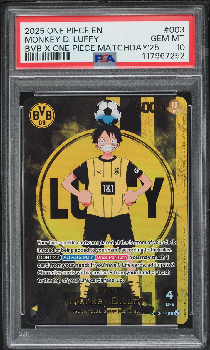 2025 One Piece Promos BVB Match Day Leader Monkey D. Luffy #ST13-003 PSA 10 GEM MINT