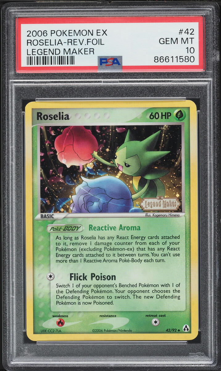 2006 Pokemon EX Legend Maker Reverse Holo Roselia #42 PSA 10 GEM MINT