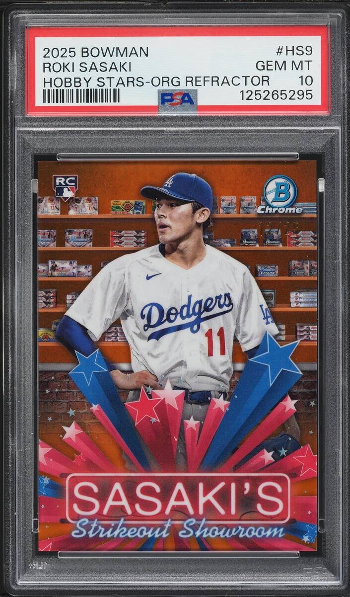 2025 Bowman Hobby Stars Orange Refractor Roki Sasaki ROOKIE #HS9 PSA 10 GEM MINT