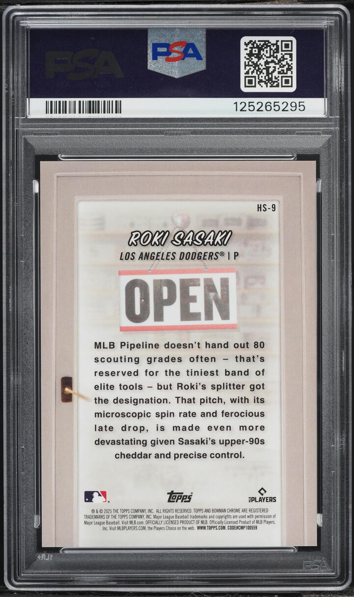 2025 Bowman Hobby Stars Orange Refractor Roki Sasaki ROOKIE #HS9 PSA 10 GEM MINT