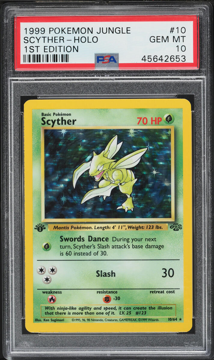 1999 Pokemon Jungle 1st Edition Holo Scyther #10 PSA 10 GEM MINT
