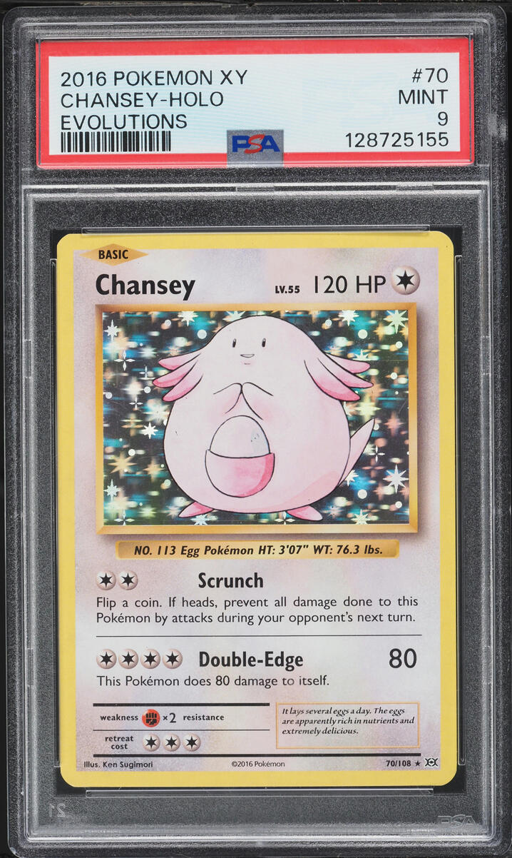 2016 Pokemon XY Evolutions Holo Chansey #70 PSA 9 MINT