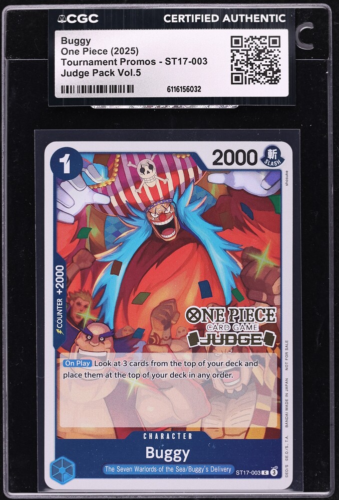 2025 One Piece Promo Judge Pack Volume 5 Buggy #ST17-003 CGC AUTH