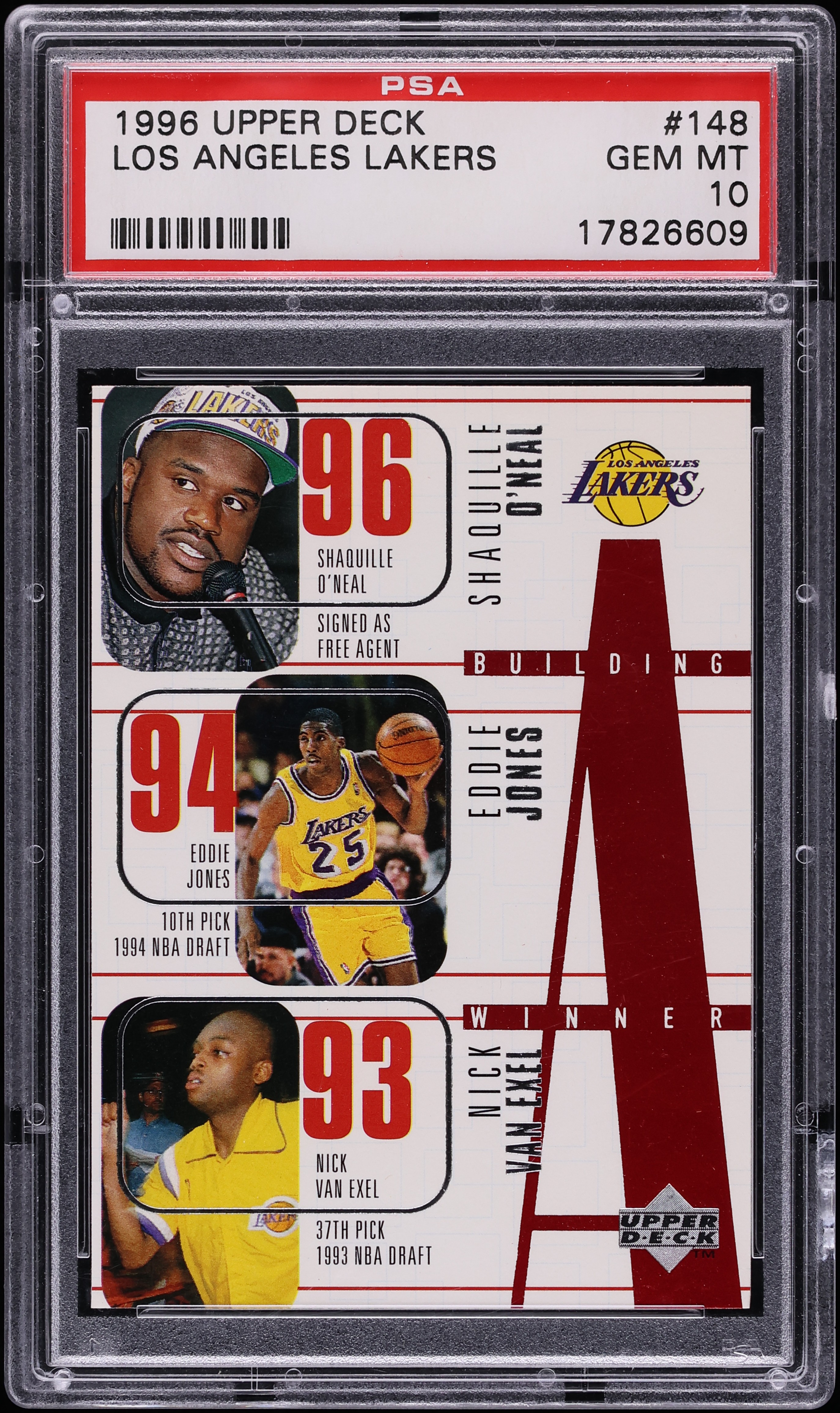 1996 Upper Deck Los Angeles Lakers Shaquille O'Neal Eddie Jones