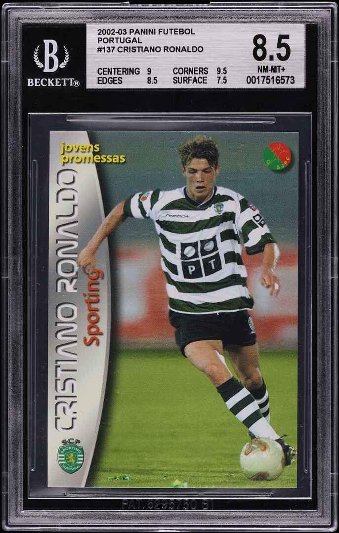 2003 Panini Sports Mega Craques Cristiano Ronaldo ROOKIE #137 BGS 8.5 NM-MT+