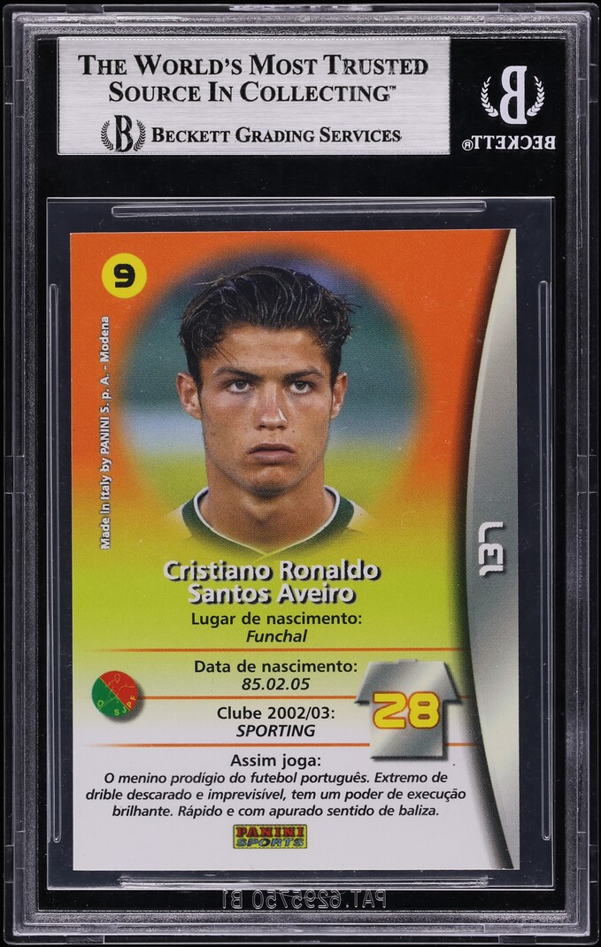 2003 Panini Sports Mega Craques Cristiano Ronaldo ROOKIE #137 BGS 8.5 NM-MT+