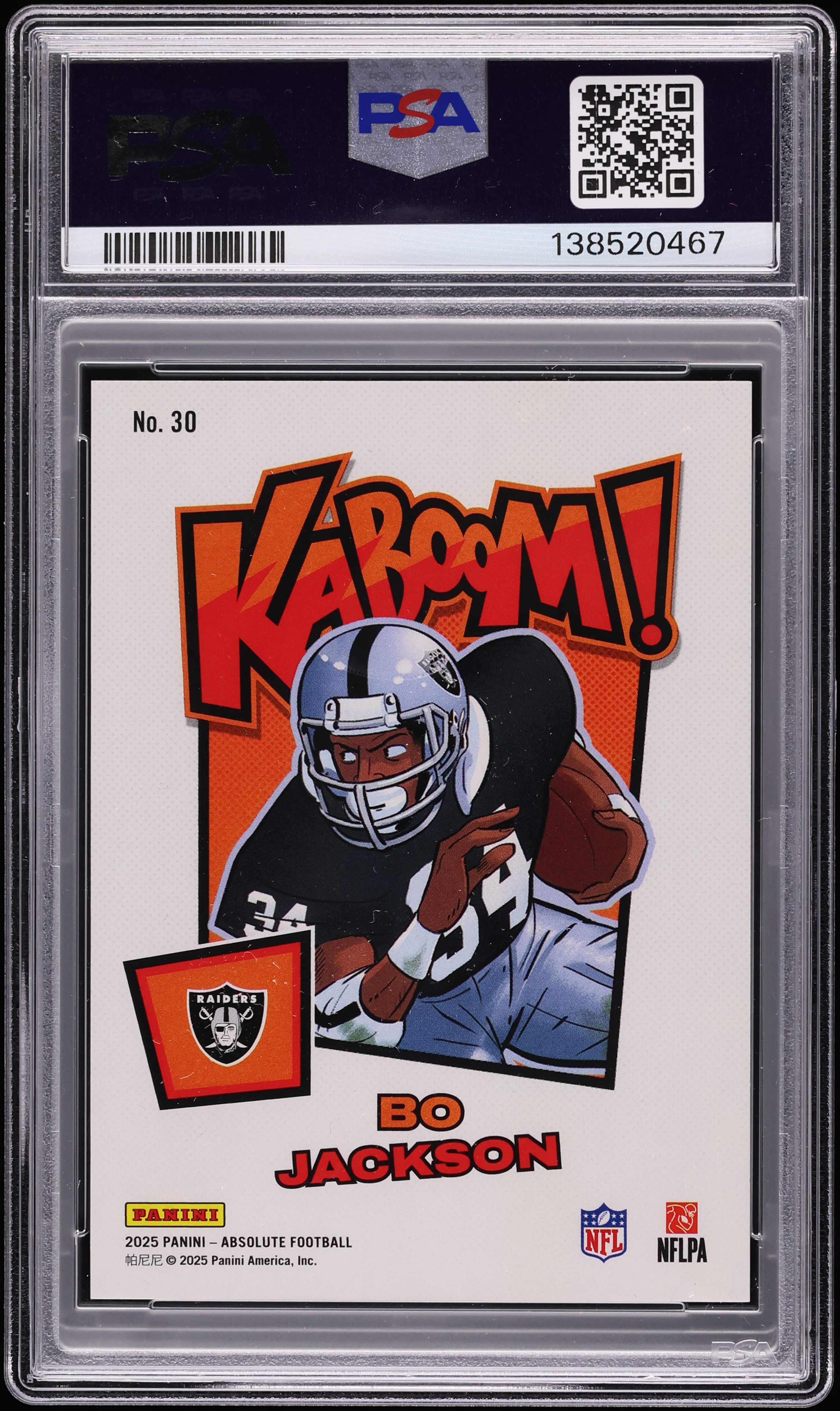 2025 Absolute Kaboom! Vertical Purple Bo Jackson #30 PSA 9 MINT on