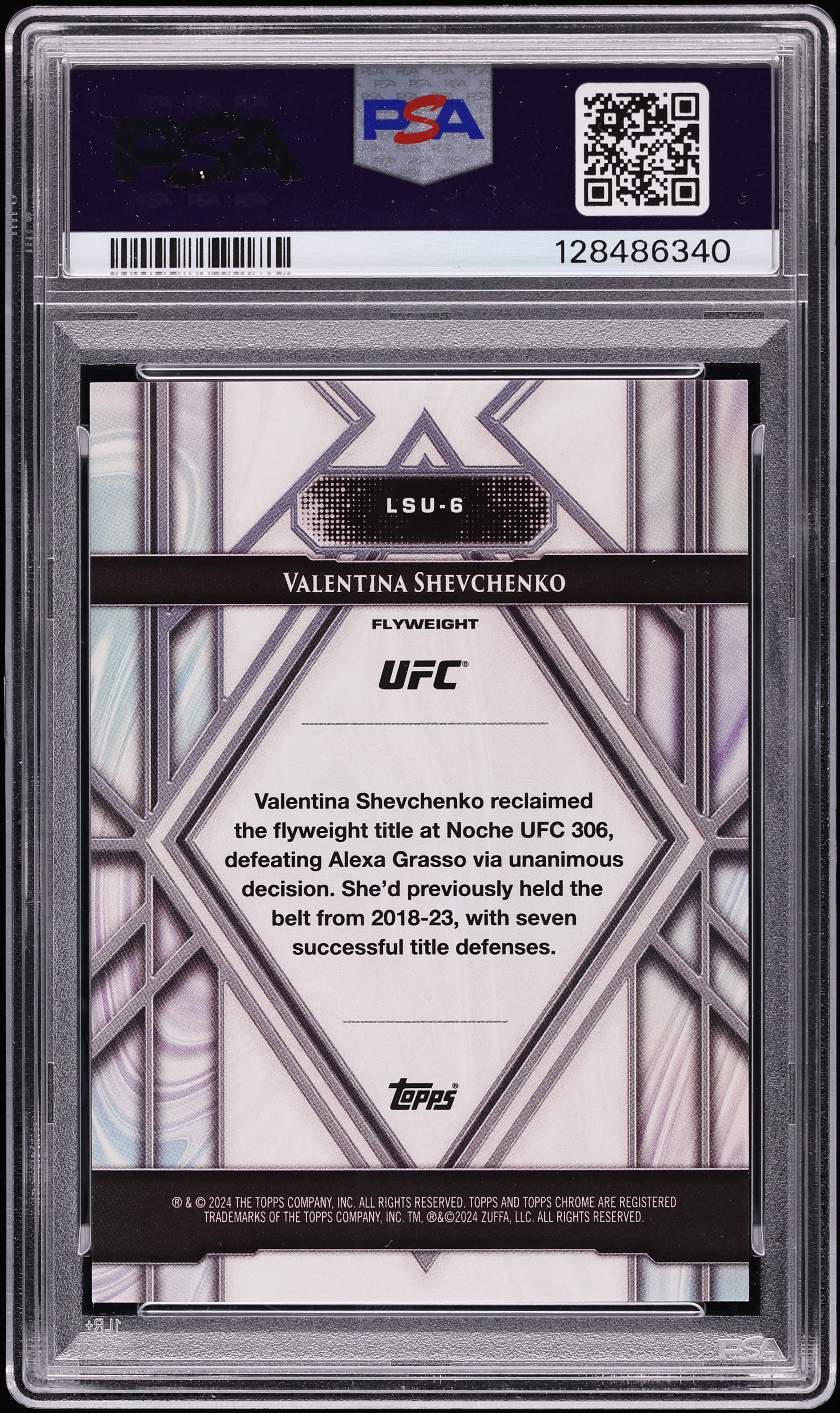 2024 Topps Royalty UFC Liquid Silver Valentina Shevchenko #LSU6 PSA 9 MINT  on Fanatics Collect