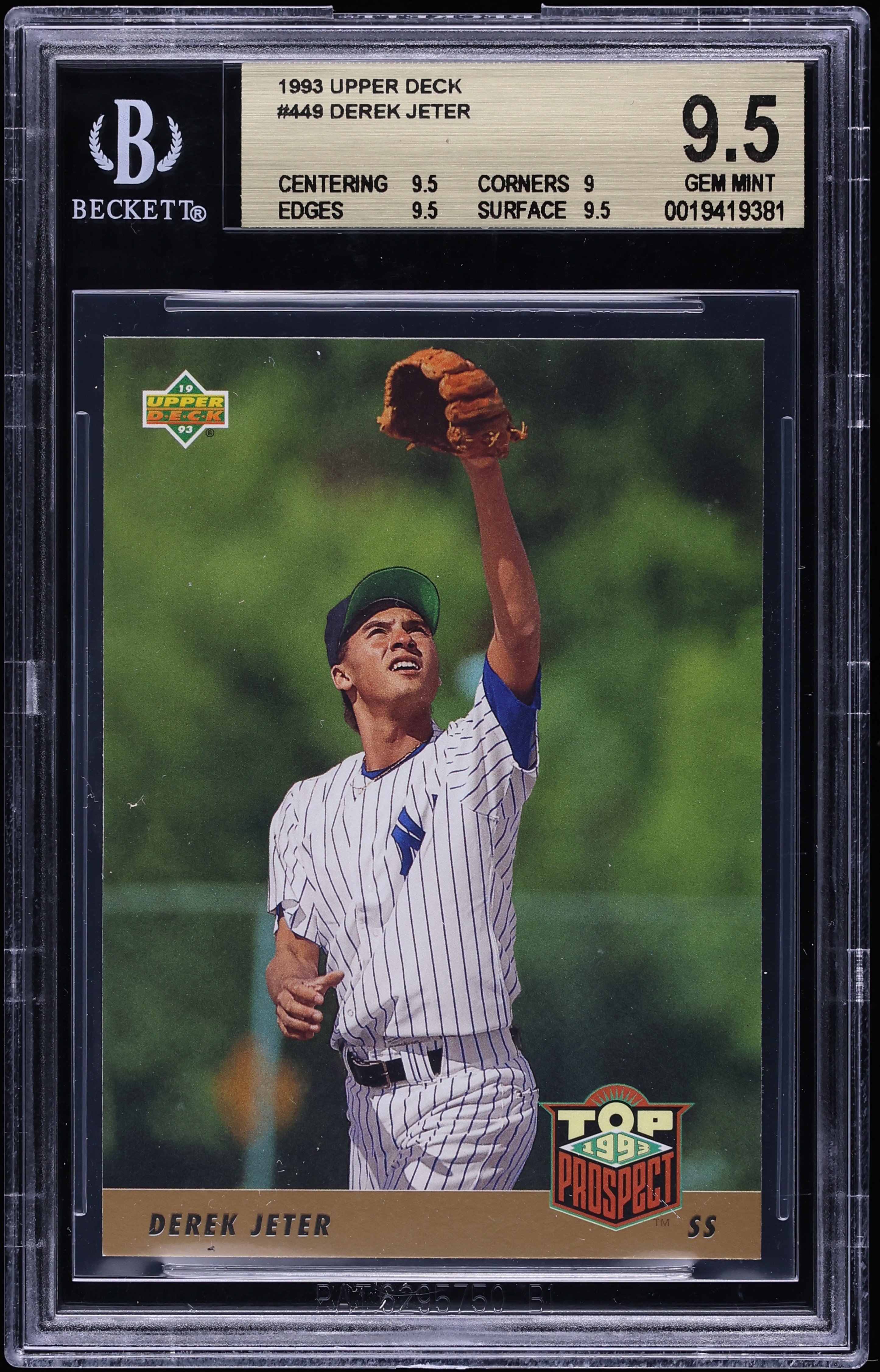 1993 Upper Deck Derek Jeter ROOKIE #449 BGS 9.5 GEM MINT on