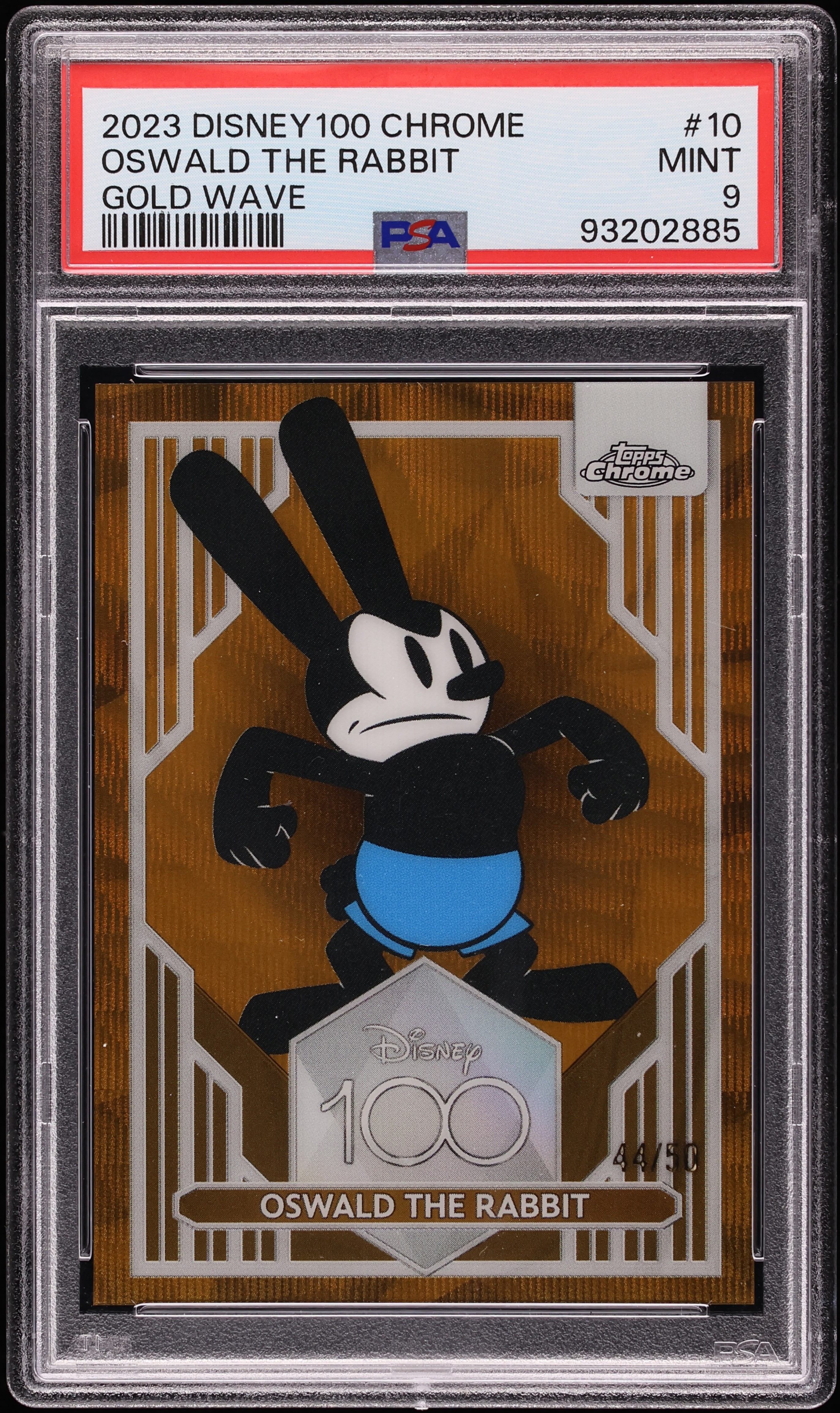 2023 Topps Chrome Disney100 Gold Wave Oswald The Rabbit /50 #10