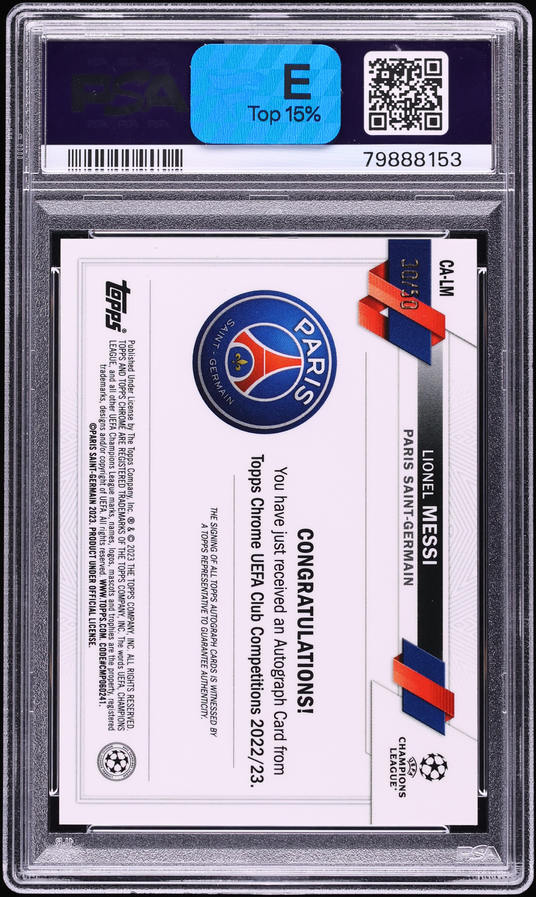2022 Topps Chrome UEFA Gold Refractor Lionel Messi AUTO JERSEY 