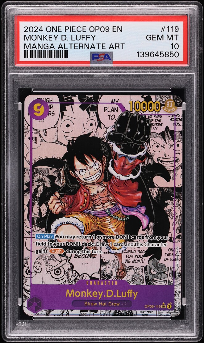 2024 One Piece Emperors New World Manga Manga Art Monkey D. Luffy #OP09-119 PSA 10 GEM MINT