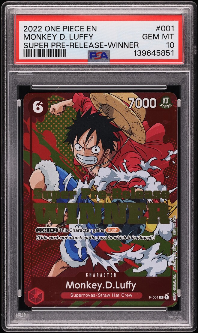 2022 One Piece Promo Super Pre-Release Winner Monkey D. Luffy #P