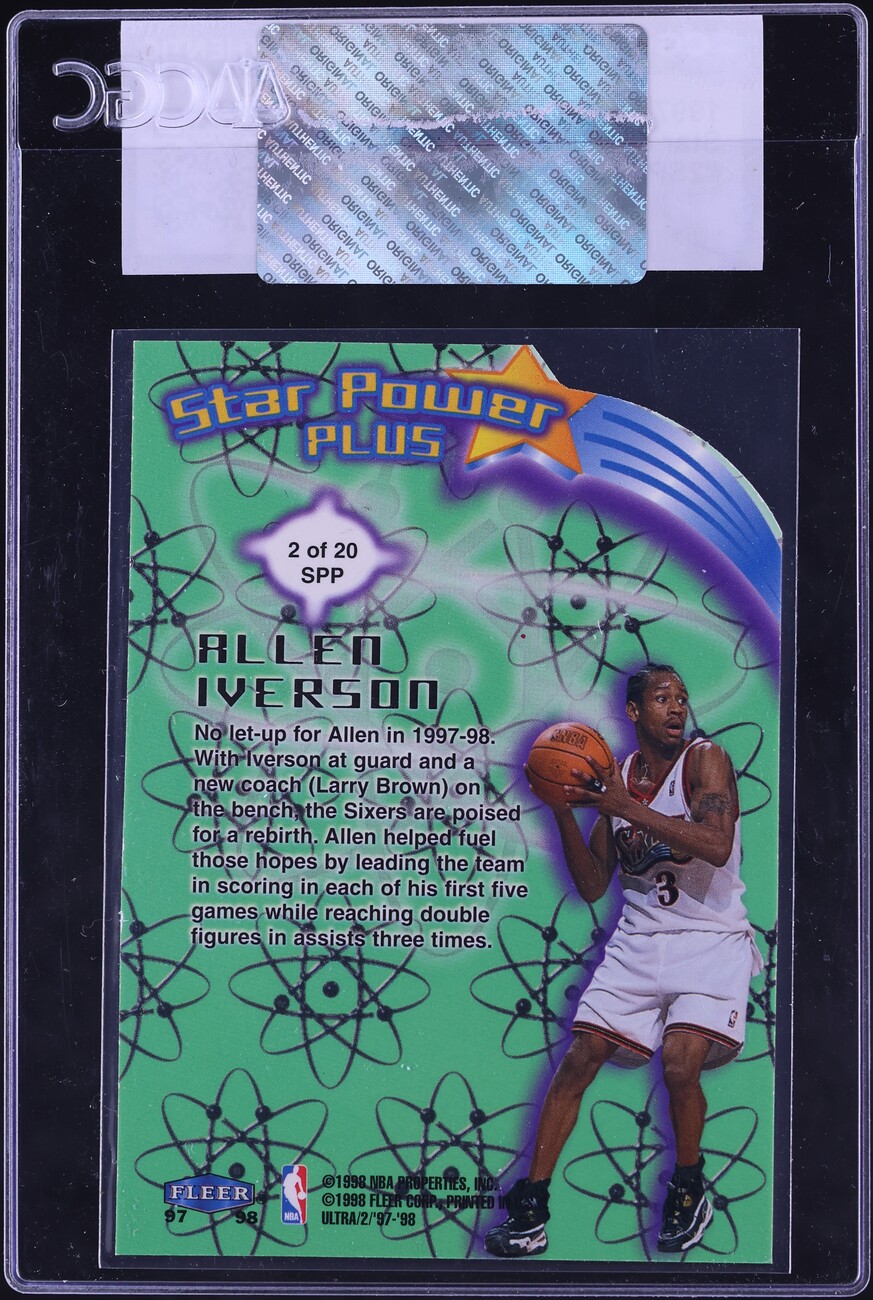 1997 Ultra Star Power Plus Die-Cut Allen Iverson #2SPP CGC AUTH on