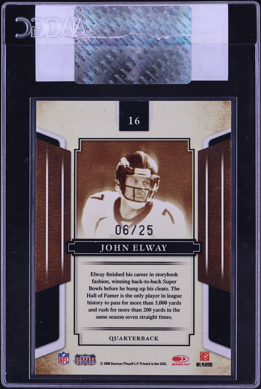 2008 Donruss Sports Legends Mirror Gold John Elway /25 #16 CGC AUTH