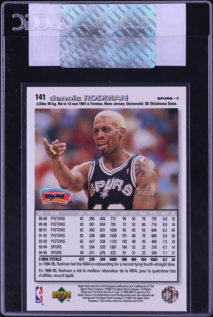 1995 Collector's Choice International French Dennis Rodman #141 CGC AUTH