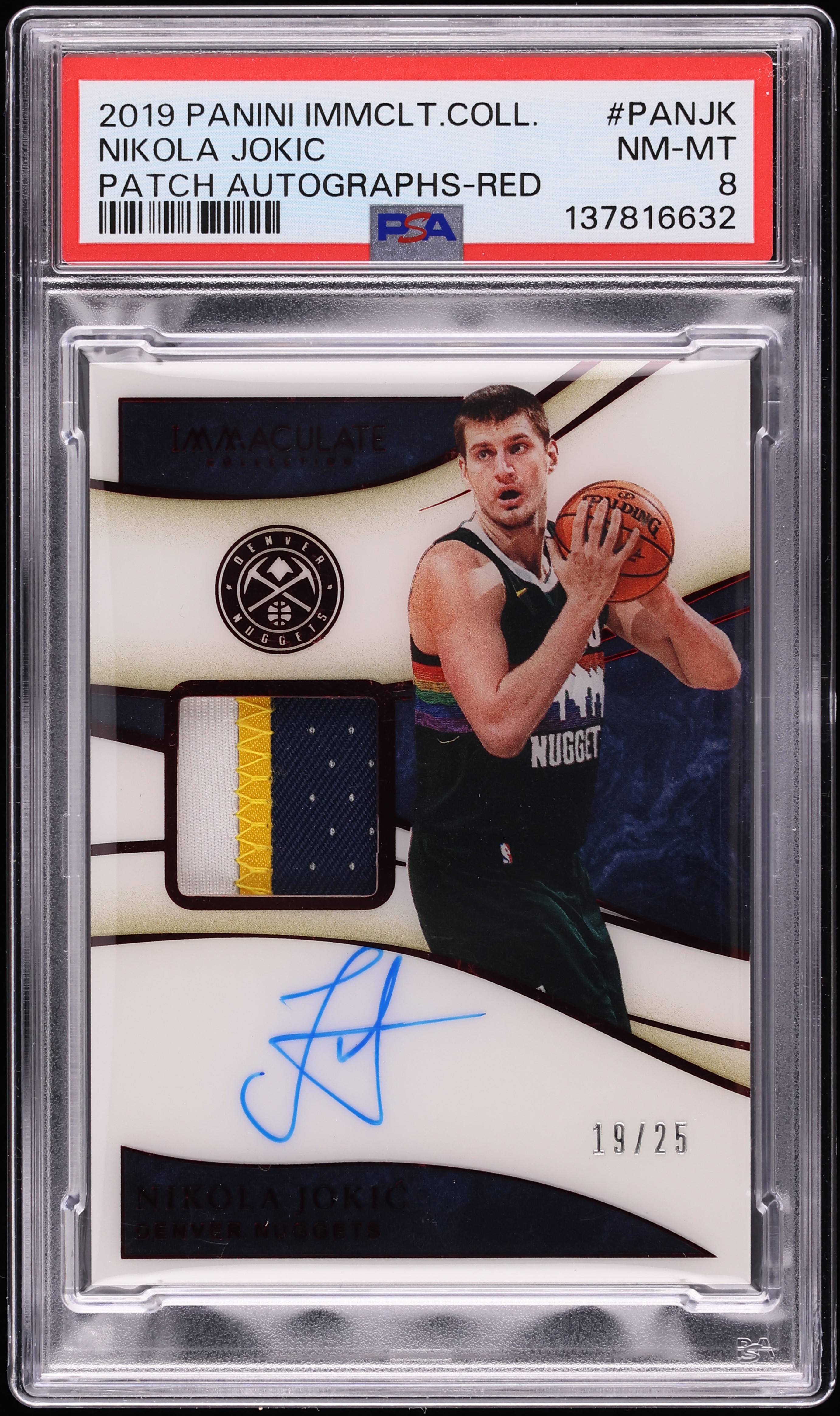 2019 Immaculate Collection Red Nikola Jokic PATCH AUTO /25 #PA-NJK 