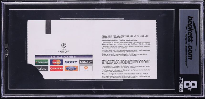 2008 Champions League Ticket Stub 1st Lionel Messi Vs. Cristiano Ronaldo Matchup BGS AUTH