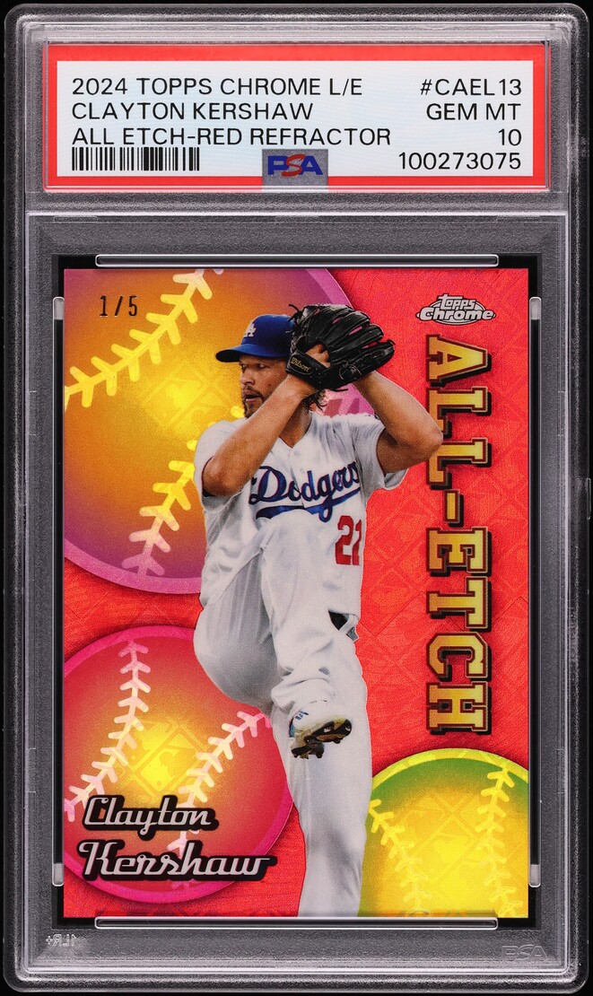 2024 Topps Chrome Logofractor Edition All Etch Red Refractor Clayton Kershaw 1/5 #CAEL13 PSA 10