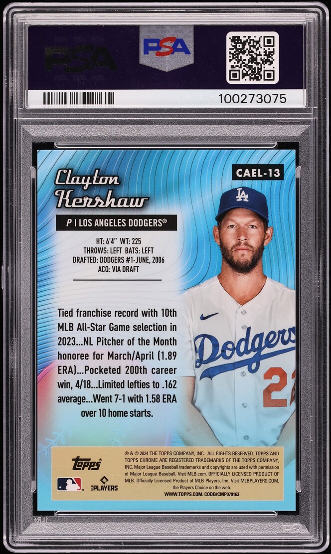 2024 Topps Chrome Logofractor Edition All Etch Red Refractor Clayton Kershaw 1/5 #CAEL13 PSA 10