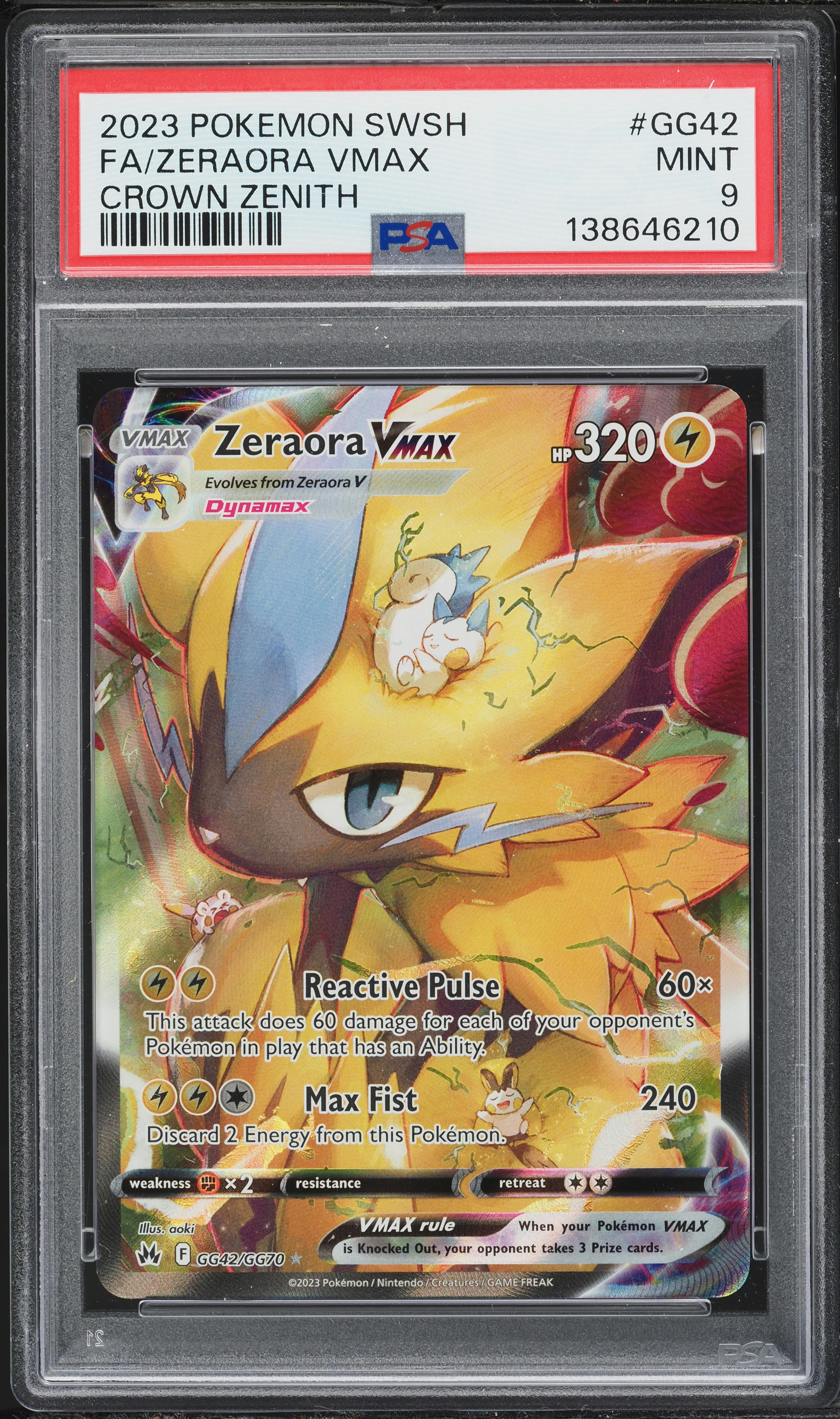 2023 Pokemon Sword & Shield Crown Zenith Alt Art Zeraora VMAX