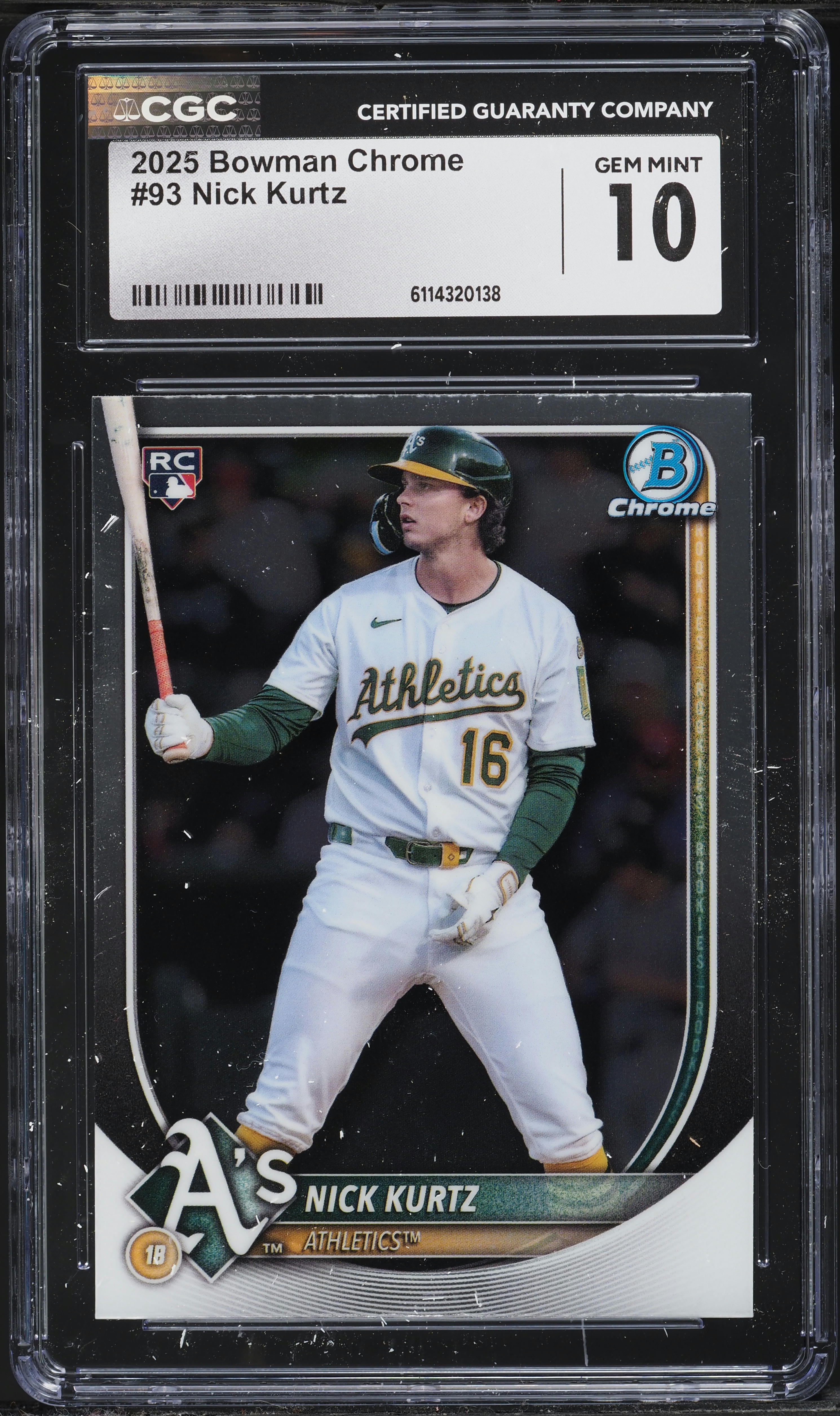 2025 Bowman Chrome Nick Kurtz ROOKIE #93 CGC 10 GEM MINT on