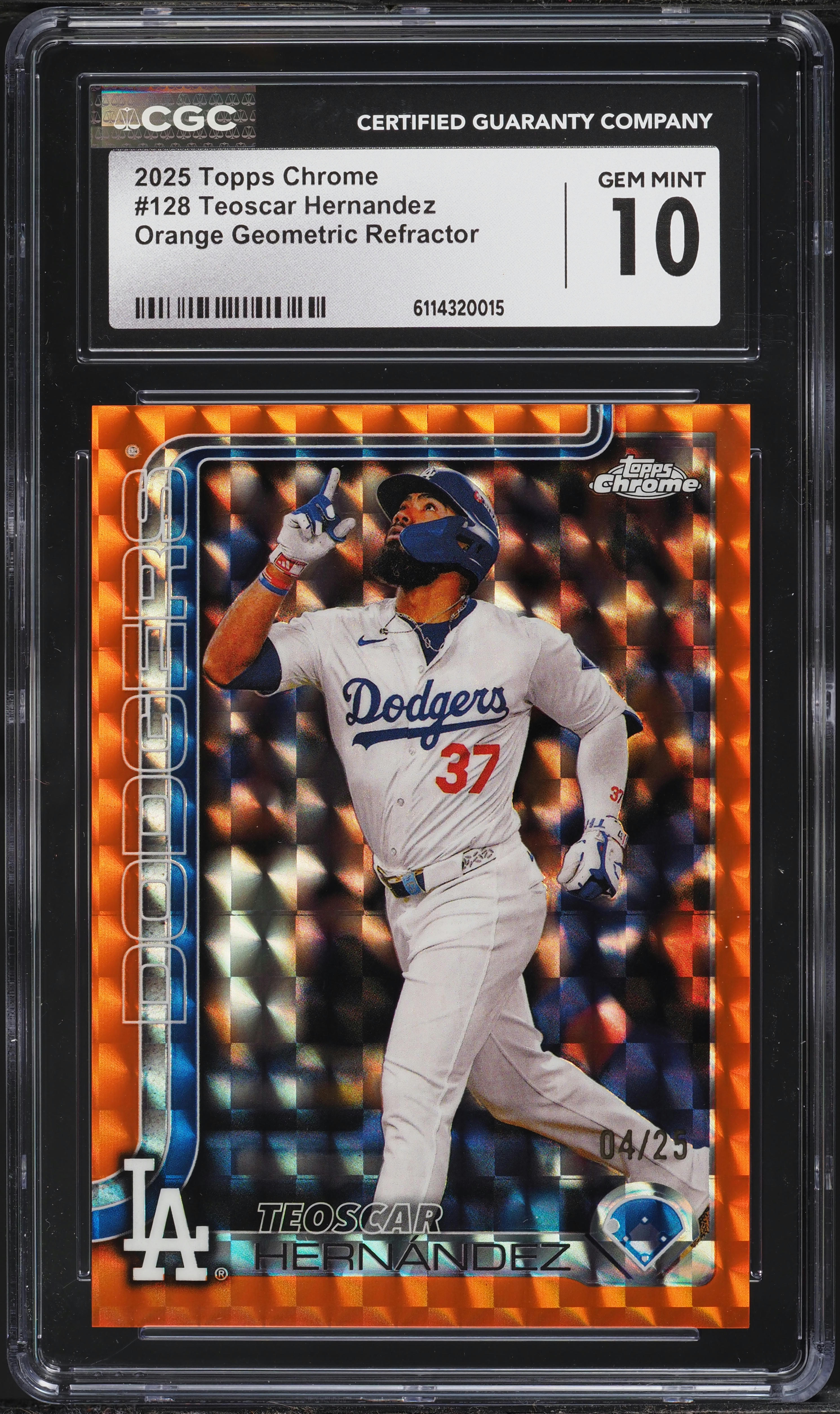 2025 Topps Chrome Orange Geometric Refractor Teoscar Hernandez /25