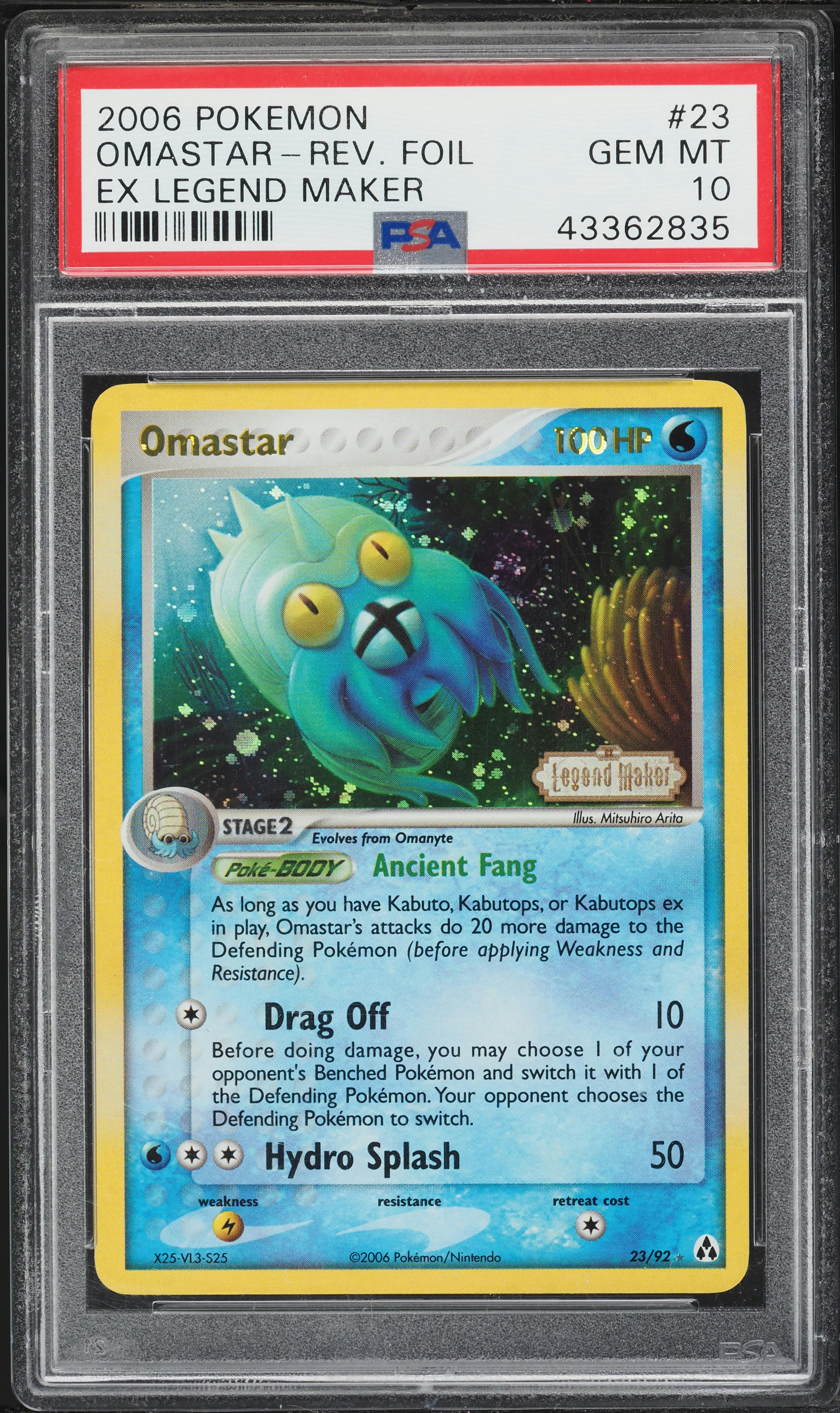 2006 Pokemon EX Legend Maker Reverse Holo Omastar #23 PSA 10 GEM