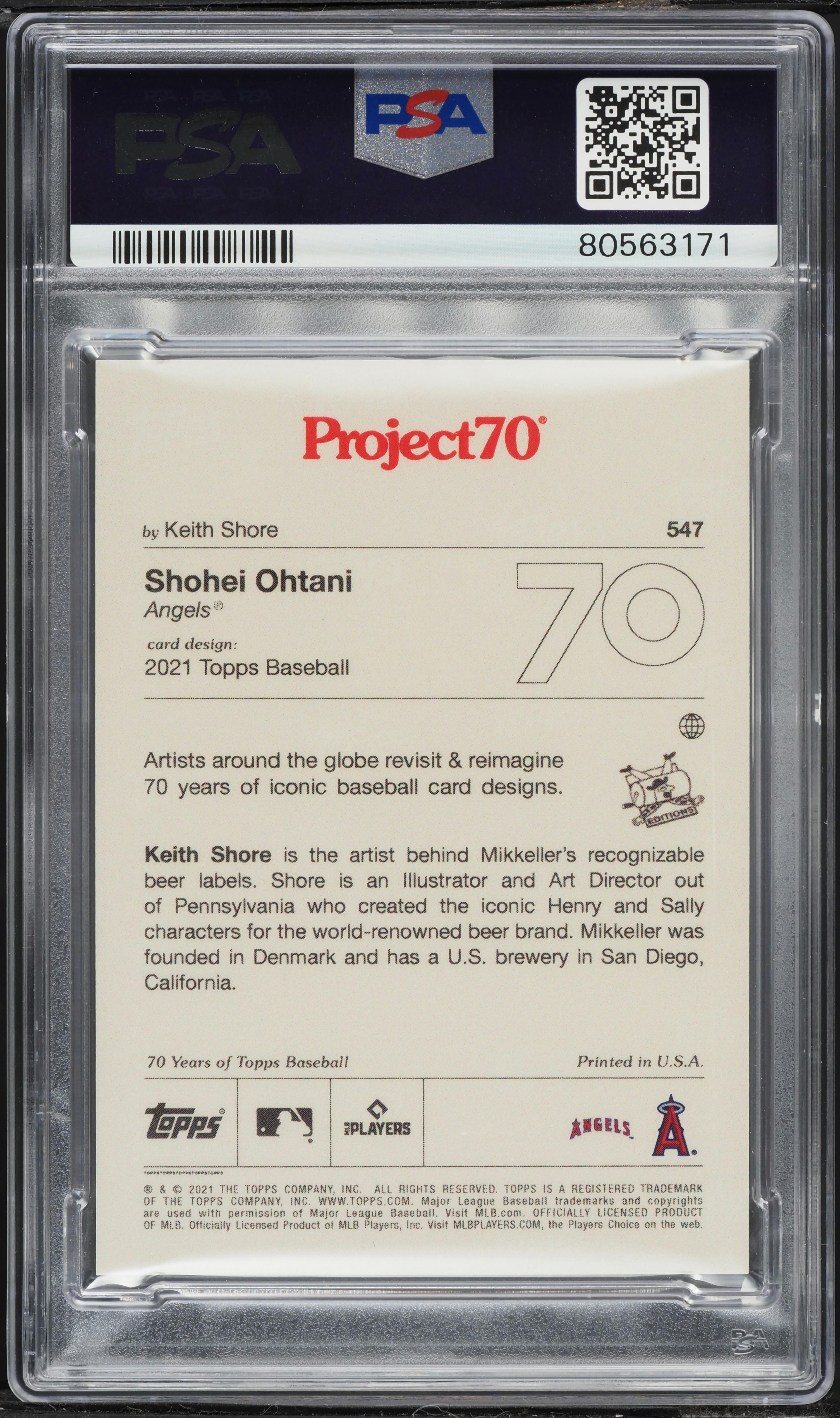 52美品！certificato di garanzia コレクション 絵 2021 Topps Project 70 Shohei Ohtani #547 PSA 9 MINT on Fanatics