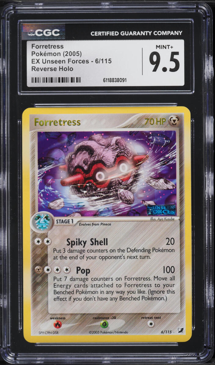 2005 Pokemon EX Unseen Forces Reverse Holo Forretress #6 CGC 9.5 MINT+