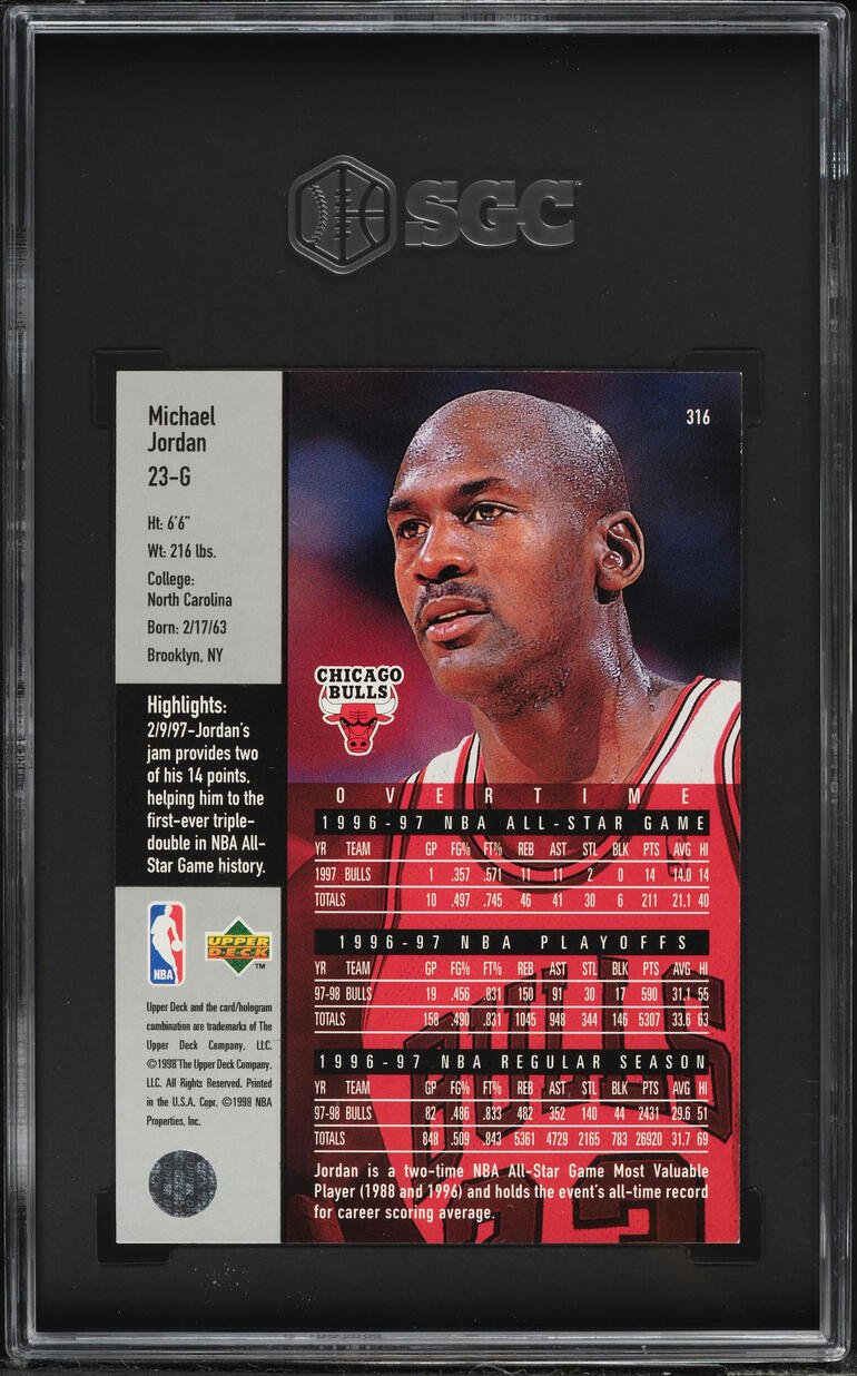 1997 Upper Deck Game Dated Michael Jordan #316 SGC 9 MINT