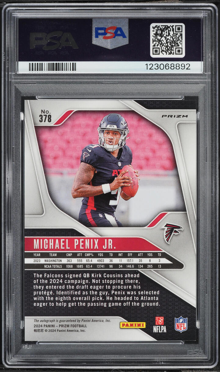 2024 Panini Prizm Michael Penix Jr ROOKIE AUTO #378 PSA 10 GEM MINT