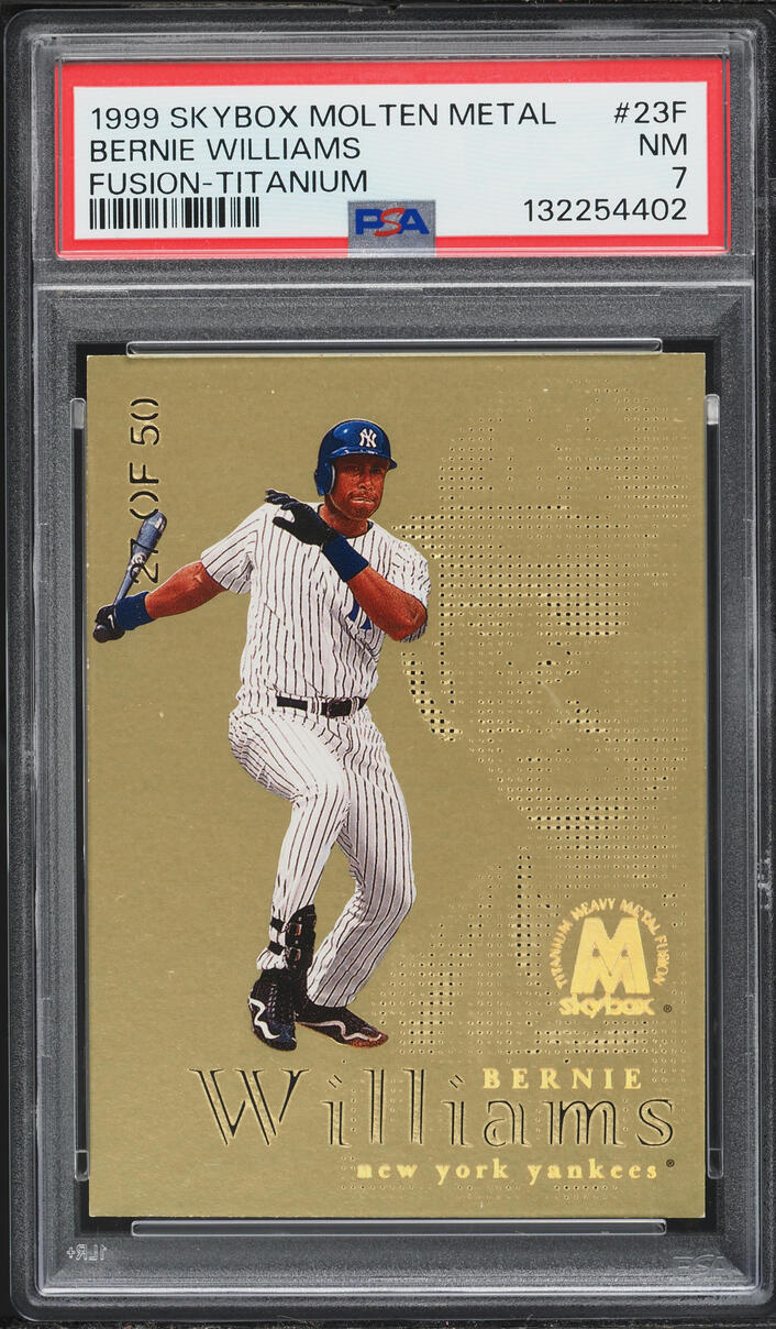 1999 Skybox Molten Metal Fusion Titanium Bernie Williams /50 #23F PSA 7 NRMT