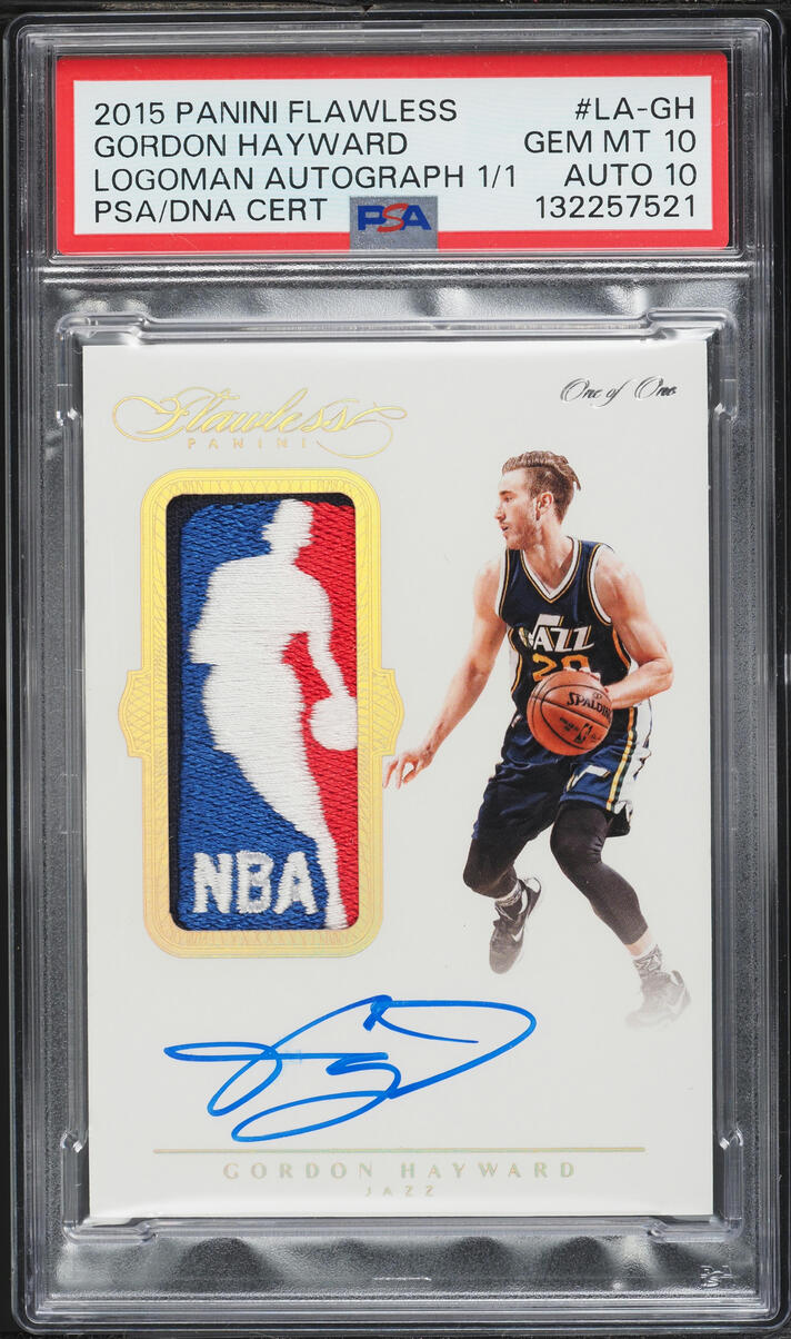 2015 Panini Flawless Gordon Hayward NBA LOGOMAN PATCH AUTO DNA 10 1/1 #LA-GH PSA 10 GEM MINT