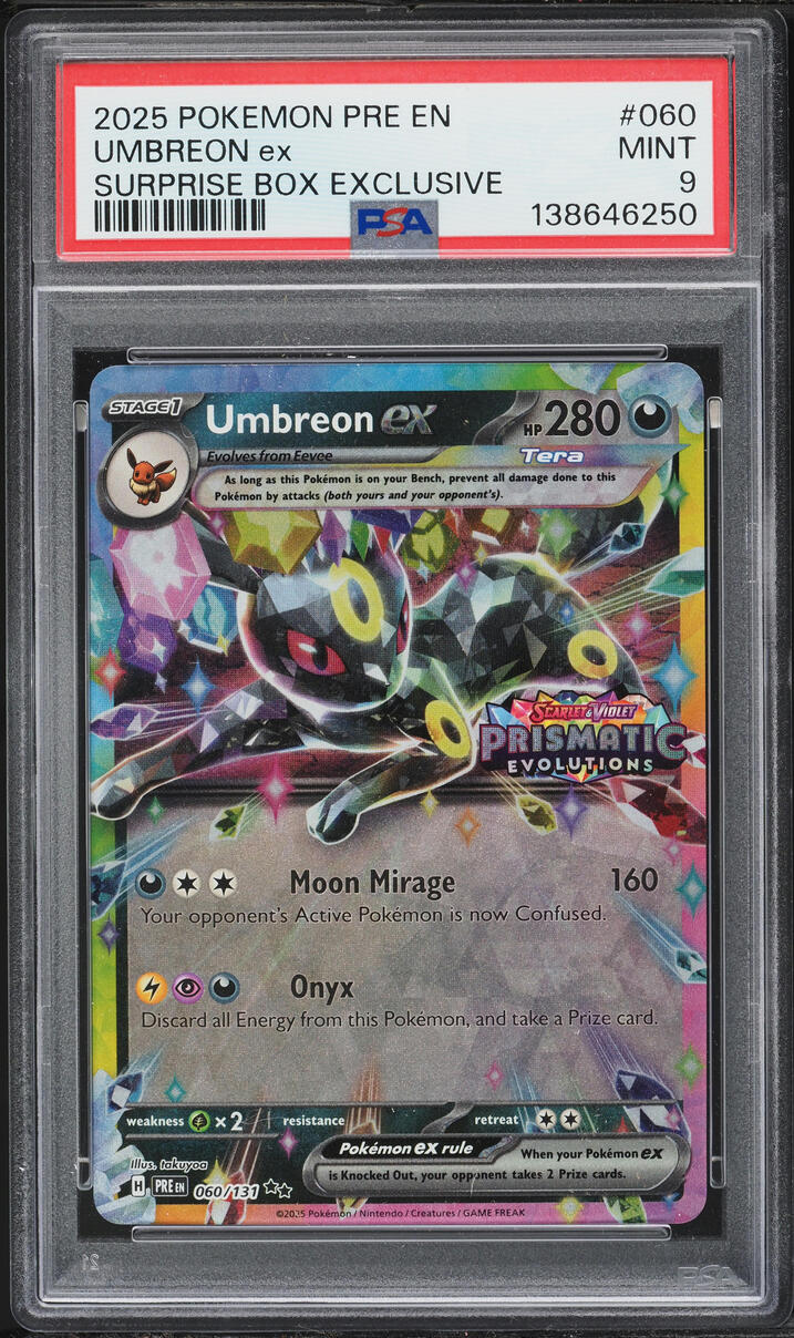 2025 Pokemon Scarlet & Violet Prismatic Evolutions Surprise Box Holo Umbreon ex #60 PSA 9 MINT